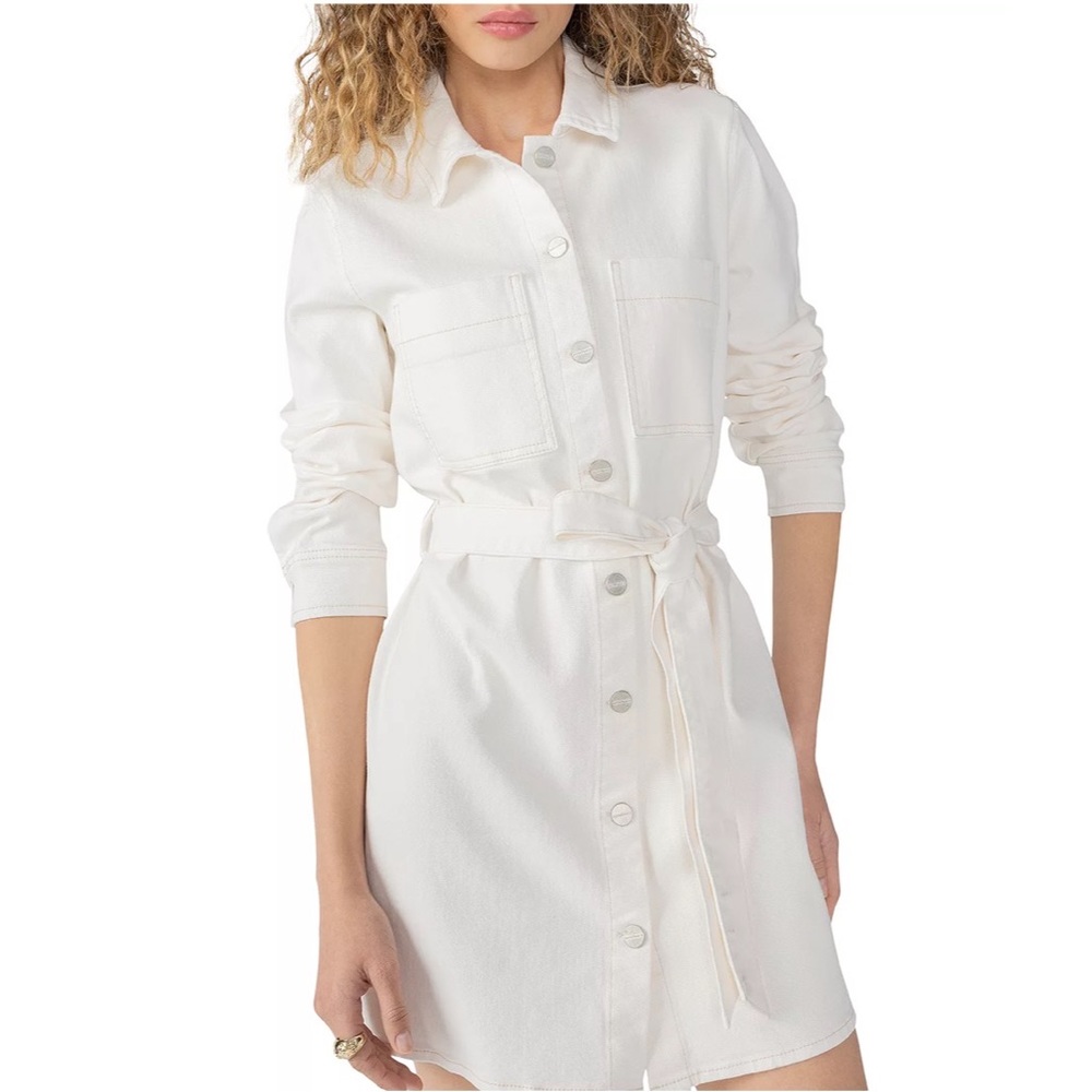 NWT Sanctuary The Utility Shirt Dress White Belted - Picture 3 of 11